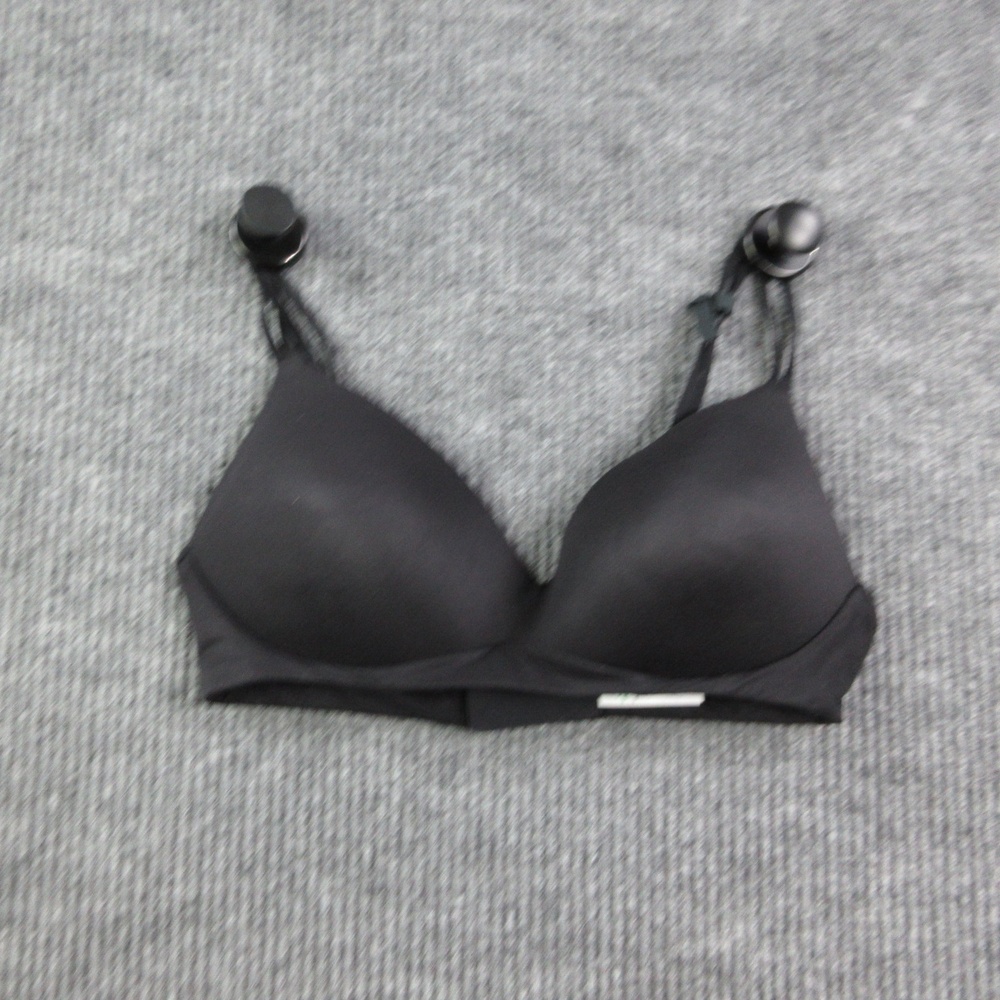 Aerie Bra Womens 36C Black Longline Wireless Molded Back Closure Microfiber NWT